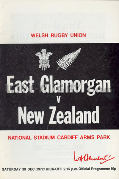 1972 East Glamorgan v New Zealand  Rugby Programme